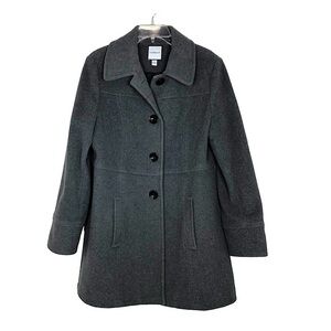 CROFT & BARROW Gray Wool Blend Classic Mid Length Button Up Pea Coat  L